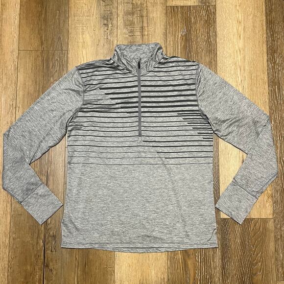 Brooks Dash 1/2 Zip 2.0 Men's Running Top Men’s Size M Gray Striped Thumb Holes - Picture 1 of 7